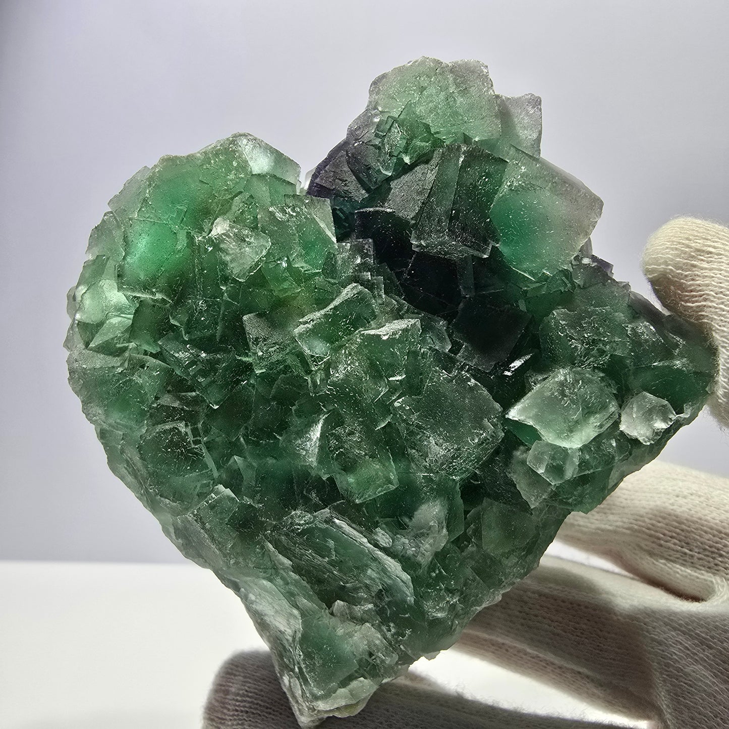 Grand spécimen de cube de fluorite fantôme, parqueté, double face Okorusu, Namibie 98*91*71mm 