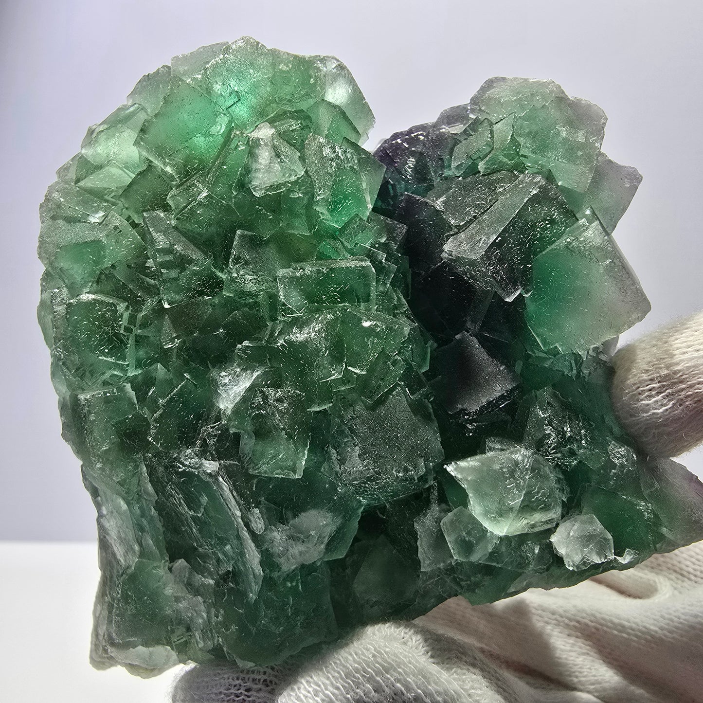 Grand spécimen de cube de fluorite fantôme, parqueté, double face Okorusu, Namibie 98*91*71mm 