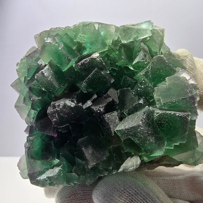 Grand spécimen de cube de fluorite fantôme, parqueté, double face Okorusu, Namibie 98*91*71mm 
