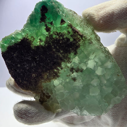 Grand cube de fluorite fantôme étagé, vert Okorusu Namibie 100*74*22mm 