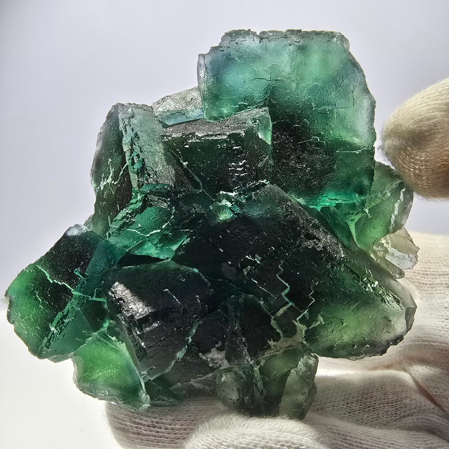 Grand cube de fluorite fantôme étagé, vert Okorusu, Namibie 96 x 73 x 34 mm 