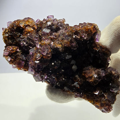 Grand spécimen de cube de fluorite fantôme, vert, jaune, violet, Okorusu, Namibie, 110 x 66 x 50 mm 