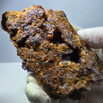 Grand spécimen de cube de fluorite fantôme, vert, jaune, violet, Okorusu, Namibie, 110 x 66 x 50 mm 