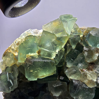 Grand spécimen de cube de fluorite fantôme, parqueté vert, Okorusu, Namibie, 104 x 82 x 43 mm 