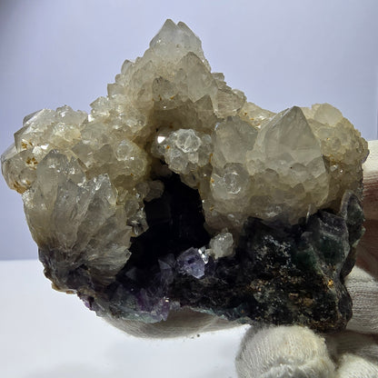 Grand cube de fluorite fantôme, spécimen de quartz violet-vert Okorusu, Namibie 102 x 78 x 57 mm 