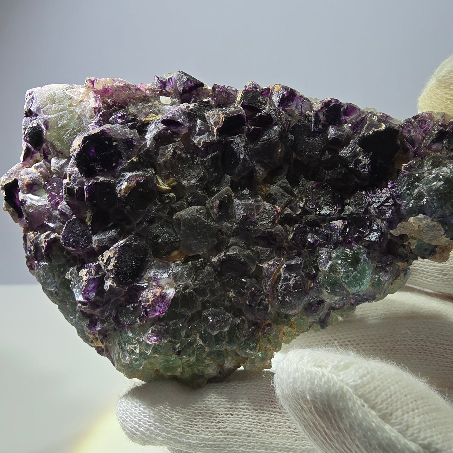 Grands cubes de fluorite vert violet zonal, spécimen d'hyalite Erongo, Namibie 96*67*42mm 