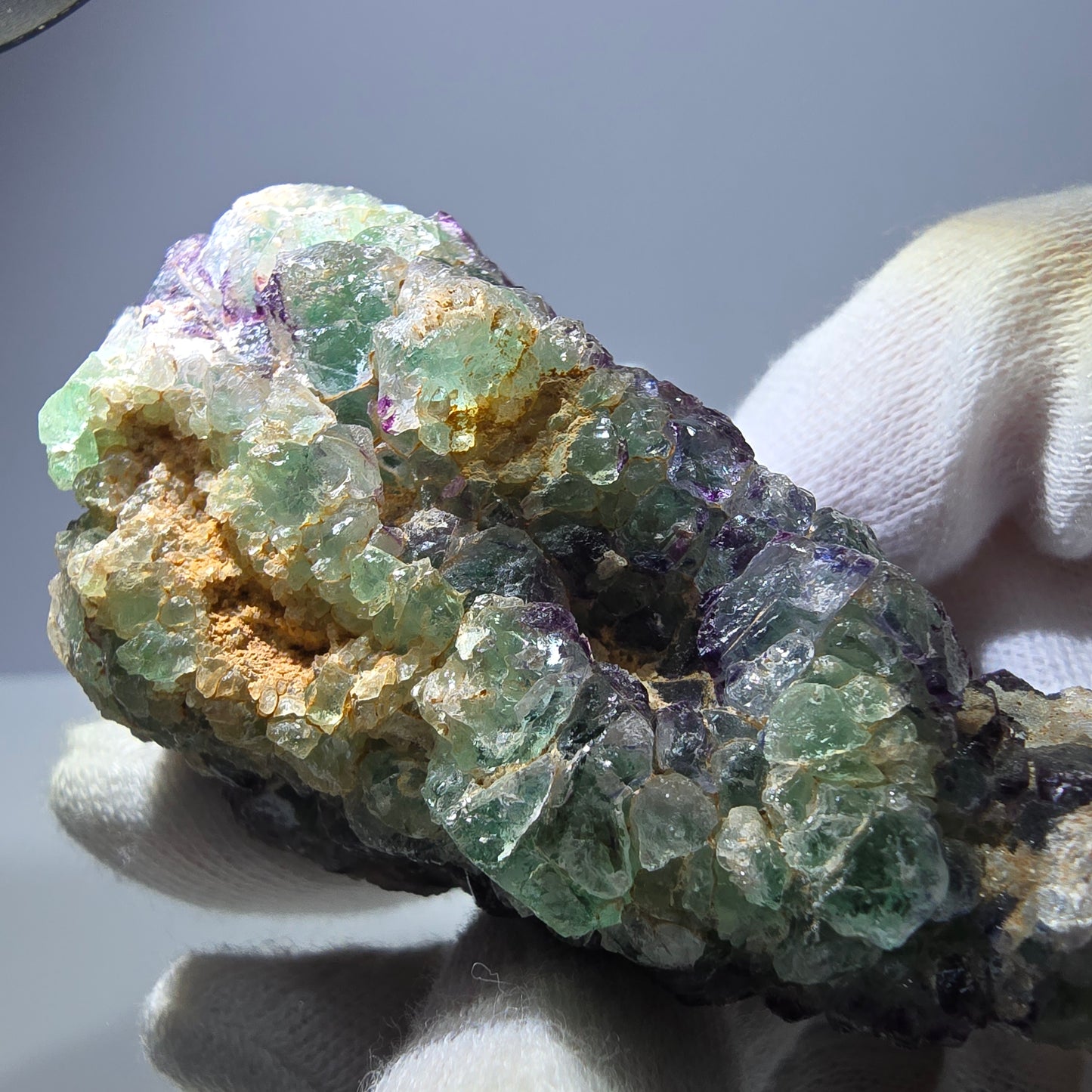 Grands cubes de fluorite vert violet zonal, spécimen d'hyalite Erongo, Namibie 96*67*42mm 