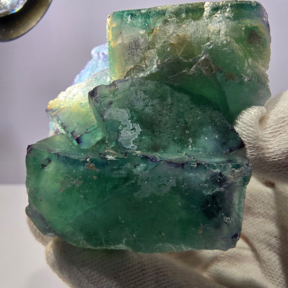 Grand spécimen de cube de fluorite fantôme, parqueté zonal Okorusu Namibie 78*76*33mm 