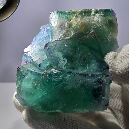 Grand spécimen de cube de fluorite fantôme, parqueté zonal Okorusu Namibie 78*76*33mm 