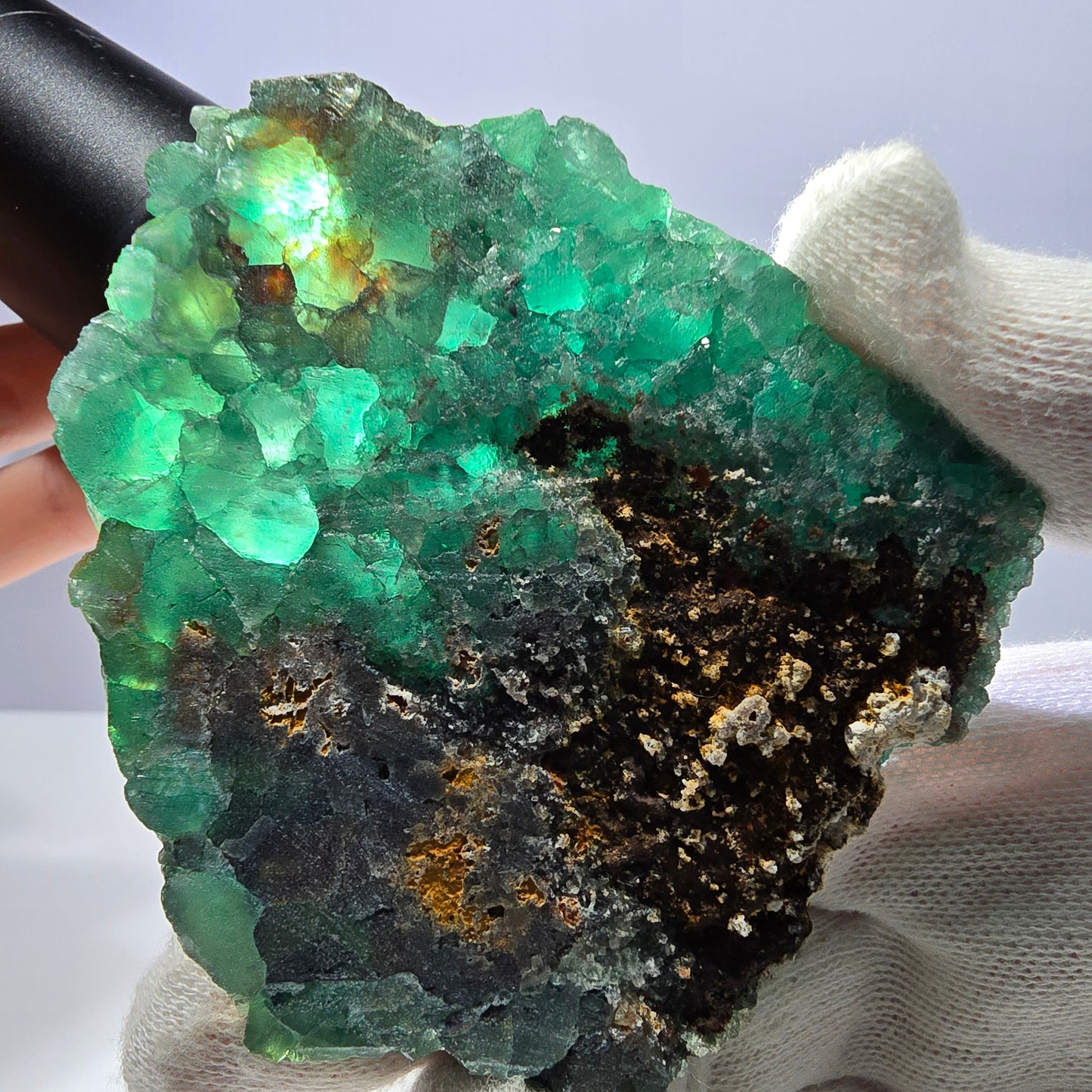 Grand spécimen de cube de fluorite fantôme parqueté, Okorusu zonal, Namibie, 84 x 74 x 23 mm 