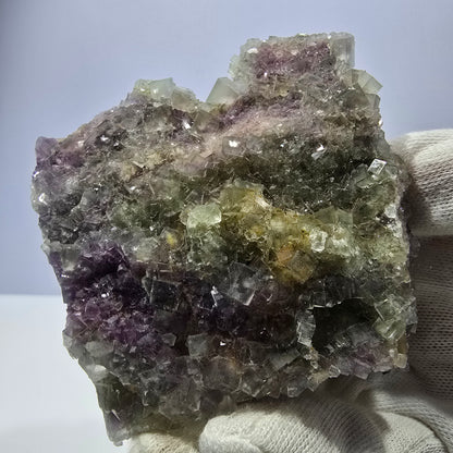 Grand spécimen de cube de fluorite fantôme, double face, vert violet Okorusu Namibie 84*80*27mm 
