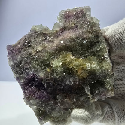 Grand spécimen de cube de fluorite fantôme, double face, vert violet Okorusu Namibie 84*80*27mm 