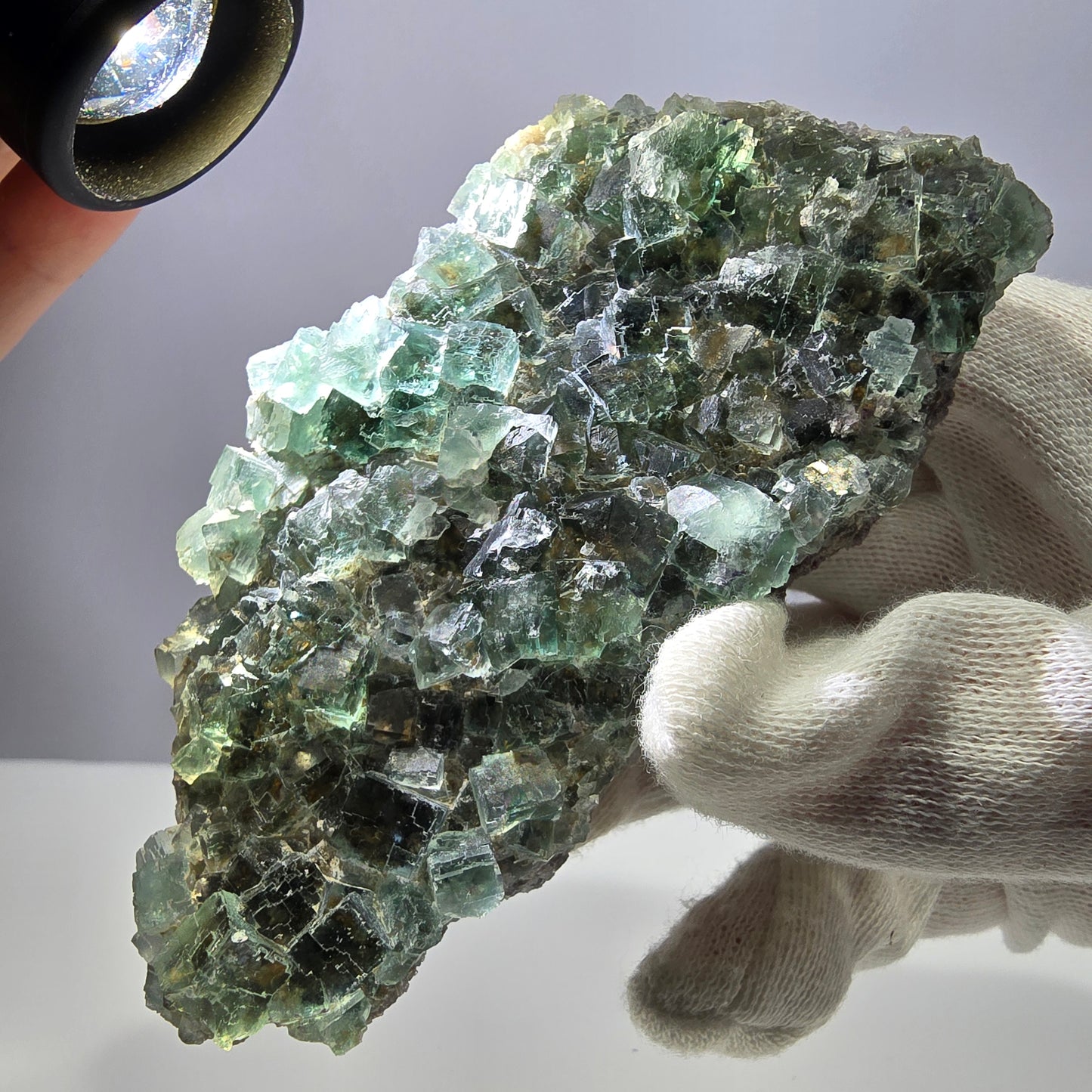 Große Phantom Fluorit Würfel, Quarz Stufe, doppelseitig grün Okorusu Namibia 110*53*36mm