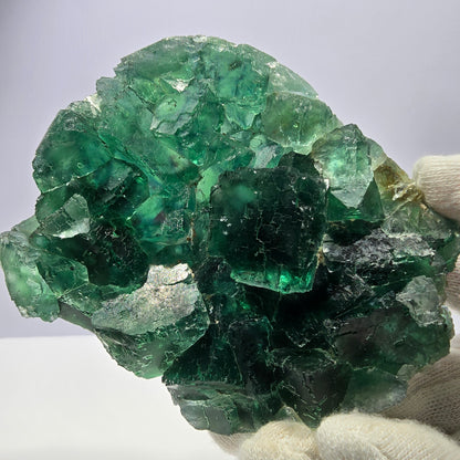 Grand cube de fluorite fantôme étagé vert violet Okorusu Namibie 100 x 75 x 29 mm 