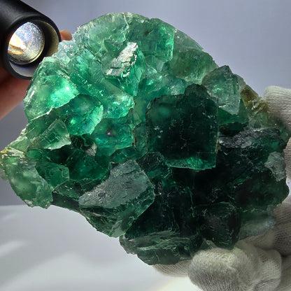 Grand cube de fluorite fantôme étagé vert violet Okorusu Namibie 100 x 75 x 29 mm 