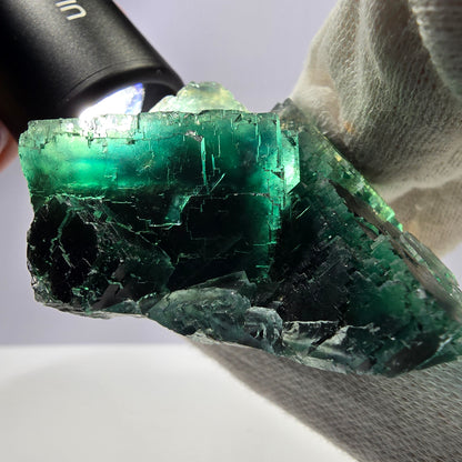 Grand cube de fluorite fantôme à gradins, Okorusu, Namibie, 74 x 65 x 33 mm 