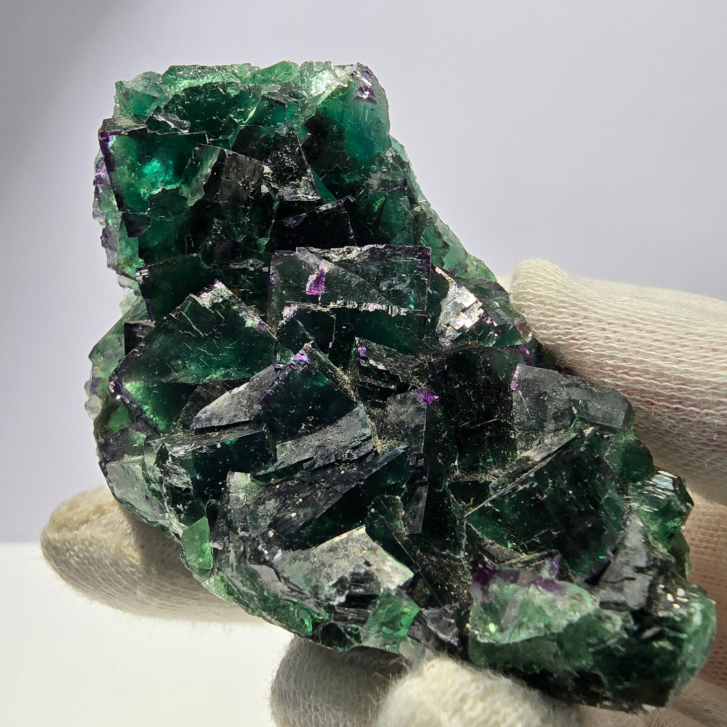 Cube de fluorite fantôme parqueté, zonal Okorusu Namibie 82*57*47mm 