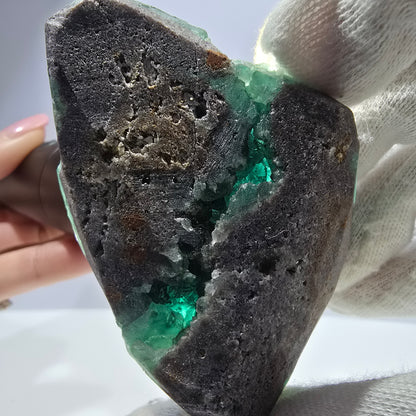 Cube de fluorite fantôme parqueté, zonal Okorusu Namibie 82*57*47mm 