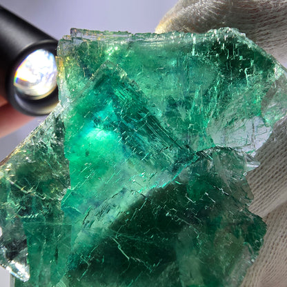 Cube de fluorite fantôme transparent vert à gradins Okorusu Namibie 63 x 48 x 25 mm 