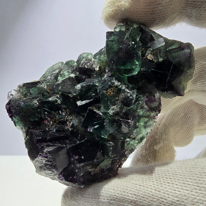 Spécimen de cube de fluorite fantôme transparent, parqueté, zonal, Okorusu, Namibie, 72 x 54 x 23 mm 