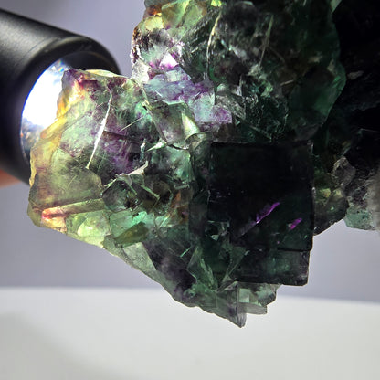 Spécimen de cube de fluorite fantôme transparent, parqueté, zonal, Okorusu, Namibie, 72 x 54 x 23 mm 