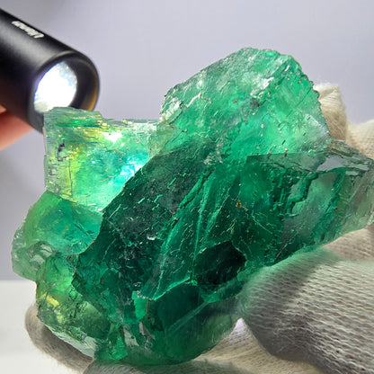 Grand spécimen de cube de fluorite fantôme, parqueté vert Okorusu, Namibie, 69 x 46 x 32 mm 