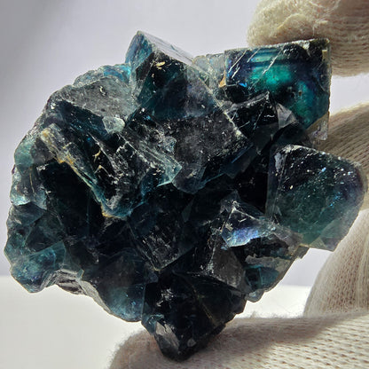 Rare spécimen de cube de fluorite fantôme, zonal – Nouvelle découverte ! Okorusu, Namibie, 67 x 62 x 27 mm 