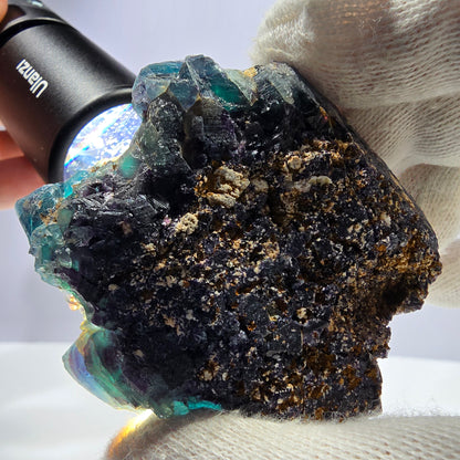 Rare spécimen de cube de fluorite fantôme, zonal – Nouvelle découverte ! Okorusu, Namibie, 67 x 62 x 27 mm 