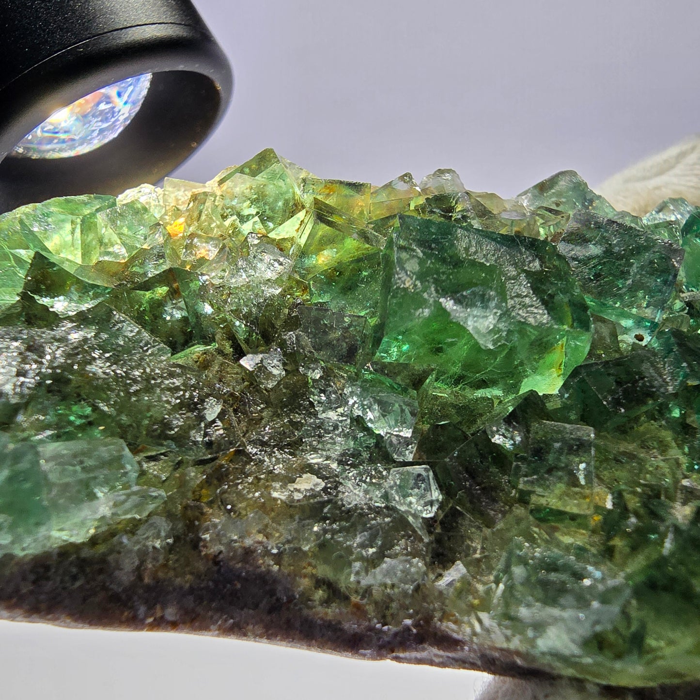 Spécimen de cube de fluorite fantôme transparente, parqueté Okorusu Namibie 95*54*21mm 