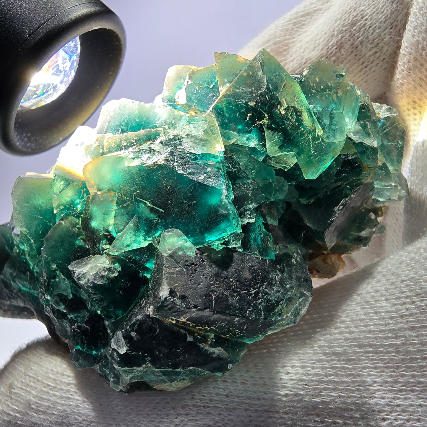 Rare spécimen de cube de fluorite fantôme, parqueté vert Okorusu, Namibie, 92 x 61 x 38 mm 
