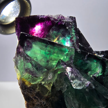Rare spécimen de cube de fluorite fantôme, parqueté zonal Okorusu Namibie 70*51*43mm 