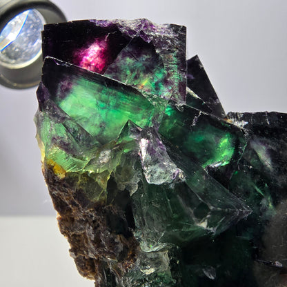 Rare spécimen de cube de fluorite fantôme, parqueté zonal Okorusu Namibie 70*51*43mm 