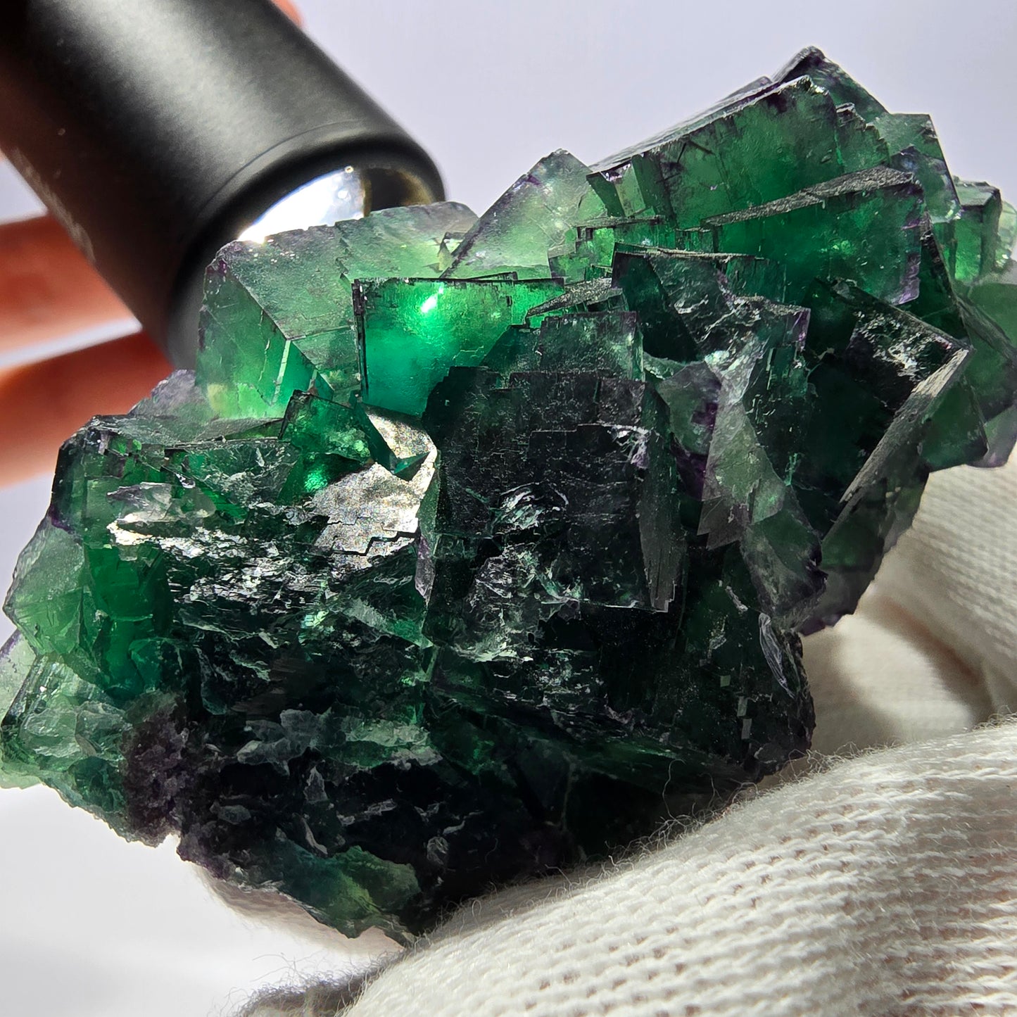 Spécimen de cube de fluorite fantôme, parqueté zonal Okorusu Namibie 74*50*50mm 