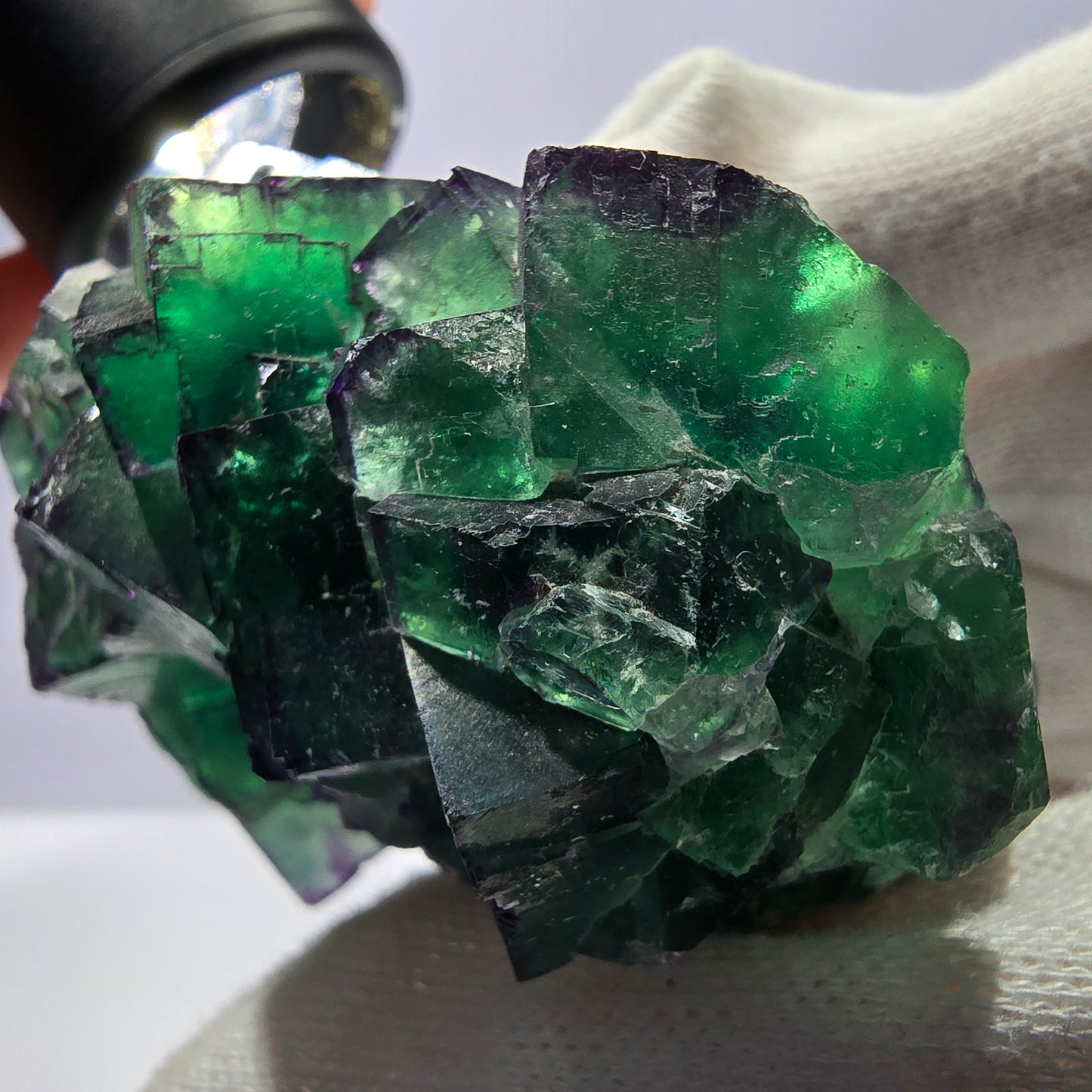 Spécimen de cube de fluorite fantôme, parqueté zonal Okorusu Namibie 74*50*50mm 