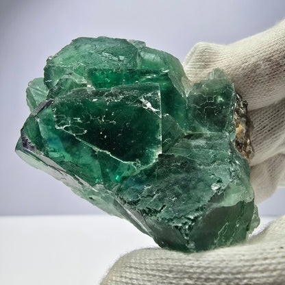 Rare spécimen de cube de fluorite fantôme, parqueté vert Okorusu, Namibie, 74 x 50 x 30 mm 
