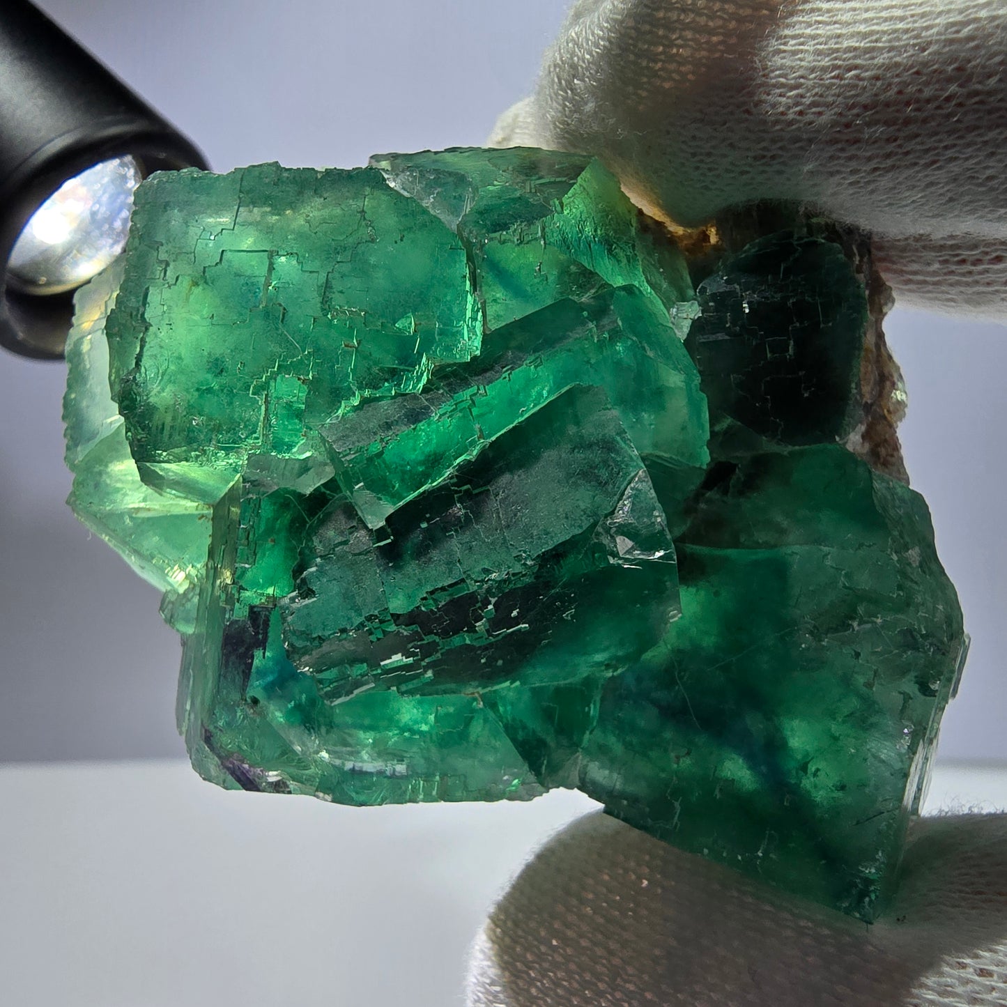 Rare spécimen de cube de fluorite fantôme, parqueté vert Okorusu, Namibie, 74 x 50 x 30 mm 