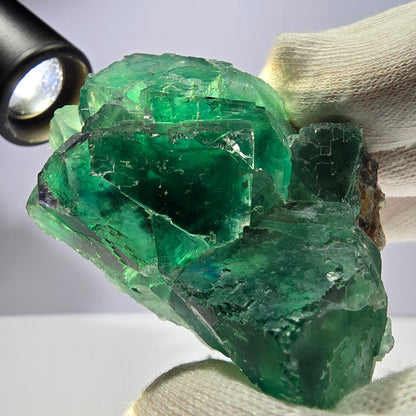 Rare spécimen de cube de fluorite fantôme, parqueté vert Okorusu, Namibie, 74 x 50 x 30 mm 