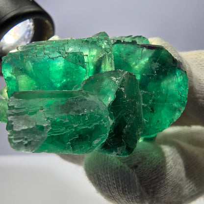 Rare spécimen de cube de fluorite fantôme, parqueté vert Okorusu, Namibie, 74 x 50 x 30 mm 
