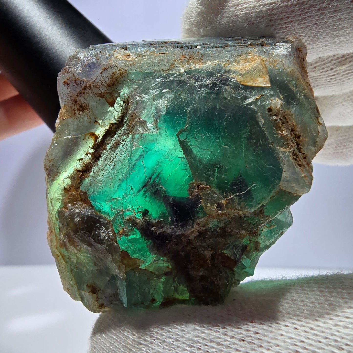 Phantom Fluorit Würfel Stufe, parkettiert zonal Okorusu Namibia 65*54*41mm