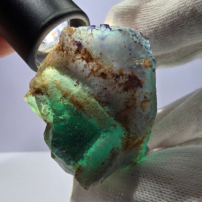 Phantom Fluorit Würfel Stufe, parkettiert zonal Okorusu Namibia 65*54*41mm