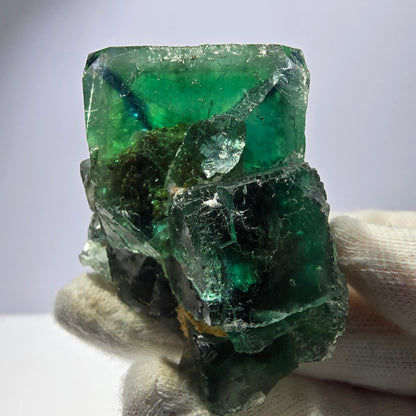 Seltene Phantom Fluorit Würfel Stufe parkettiert grün Okorusu Namibia 67*50*44mm