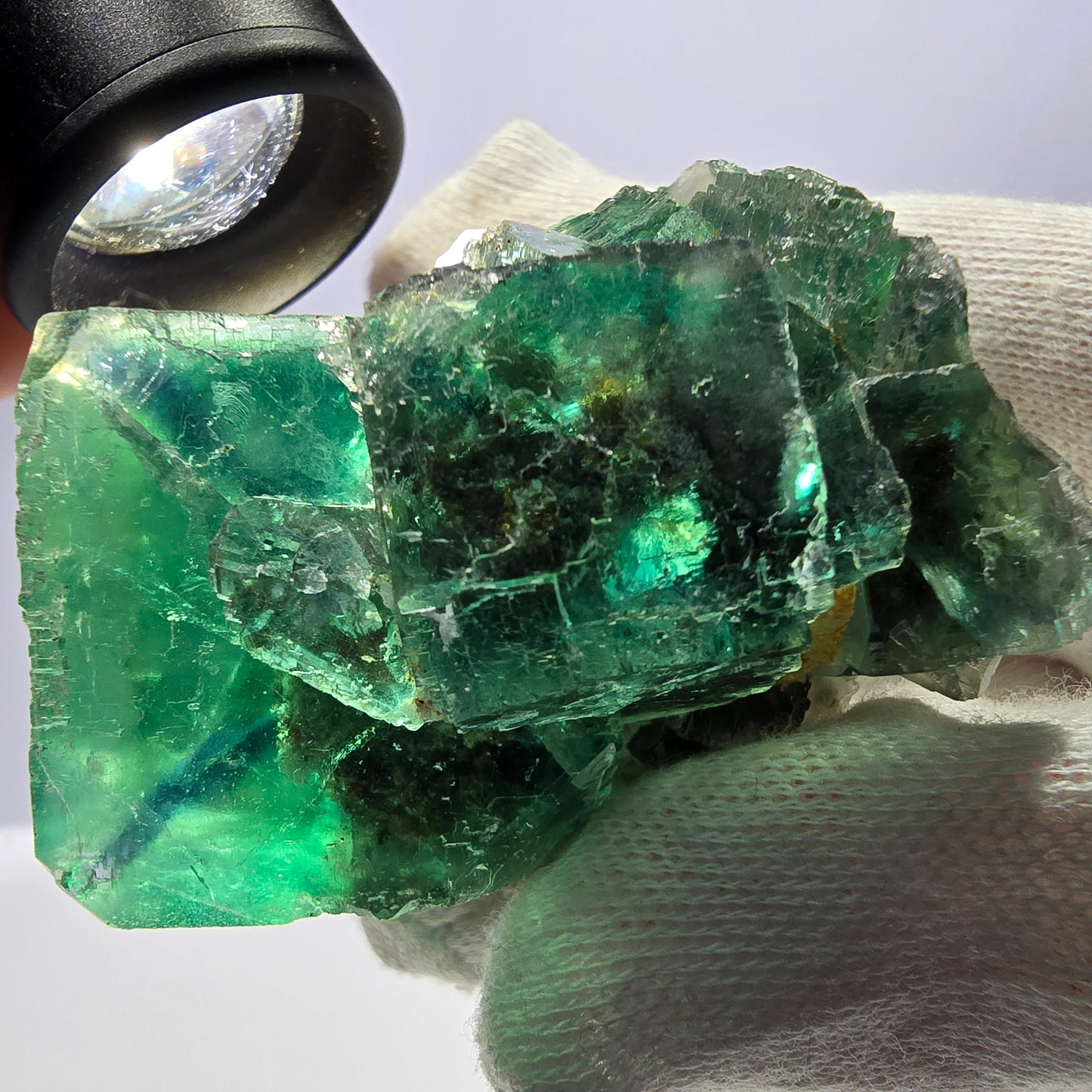 Seltene Phantom Fluorit Würfel Stufe parkettiert grün Okorusu Namibia 67*50*44mm