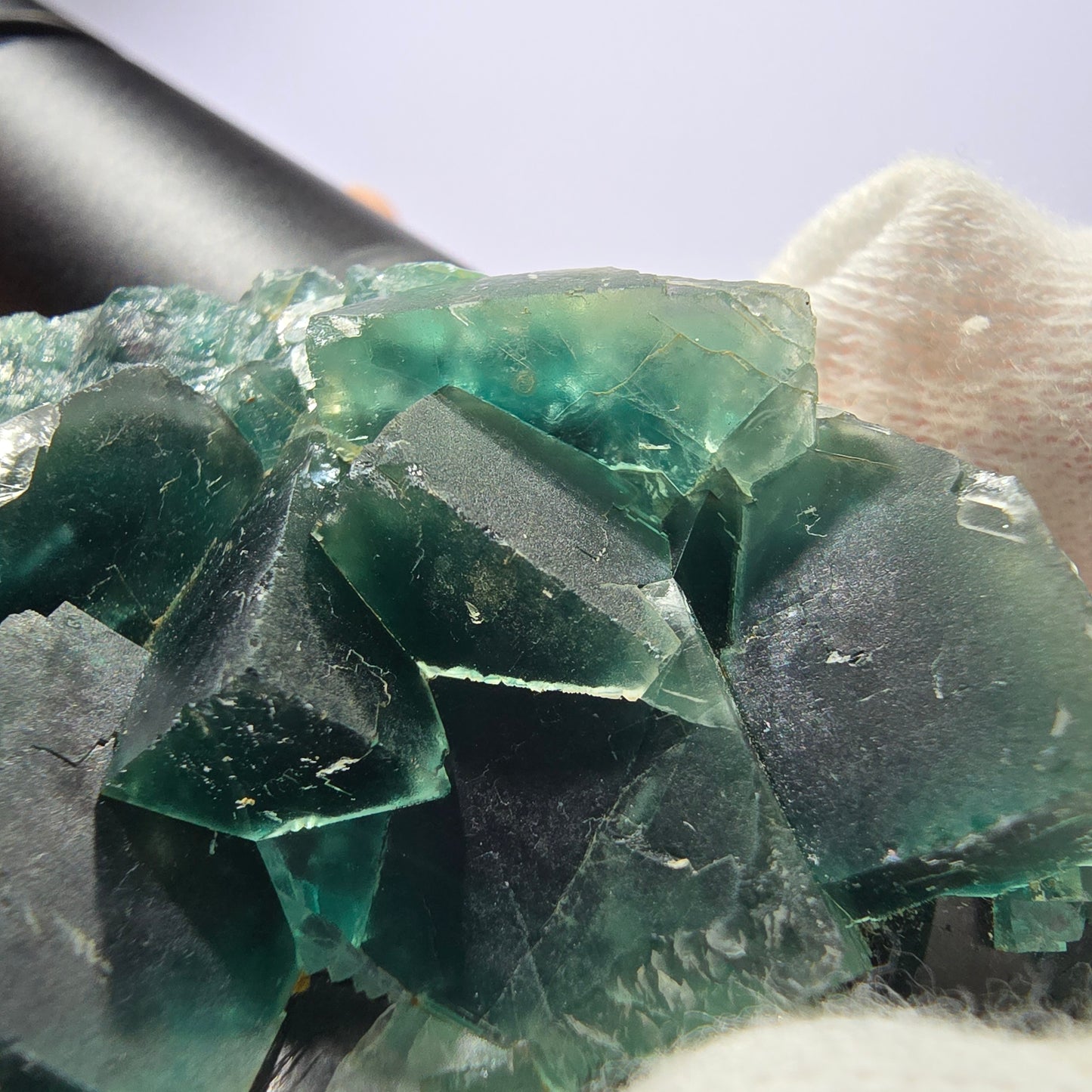 Seltene Phantom Fluorit Würfel Stufe parkettiert grün Okorusu Namibia 82*41*23mm