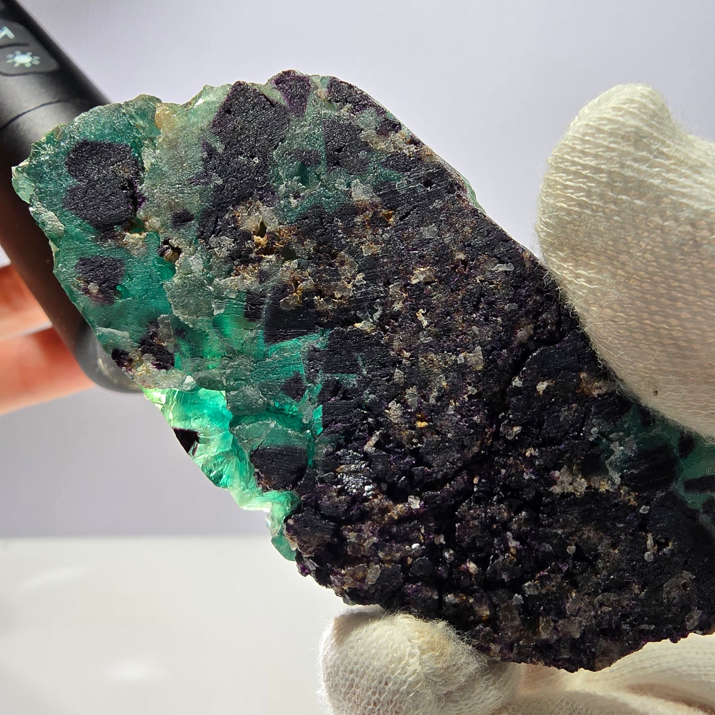 Seltene Phantom Fluorit Würfel Stufe parkettiert grün Okorusu Namibia 82*41*23mm