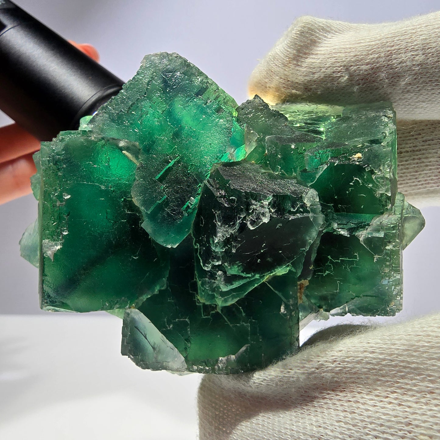 Große Phantom Fluorit Würfel Stufe parkettiert grün Okorusu Namibia 89*67*47mm