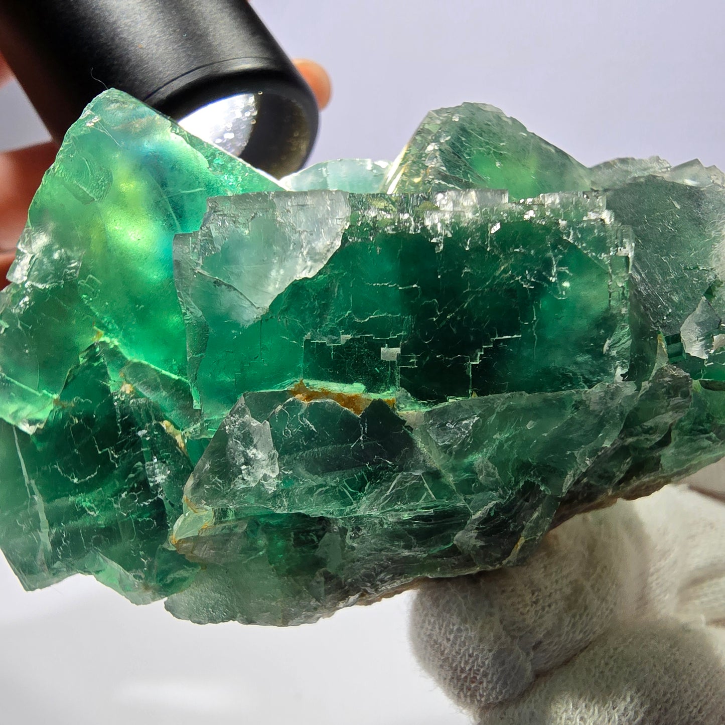 Große Phantom Fluorit Würfel Stufe parkettiert grün Okorusu Namibia 89*67*47mm