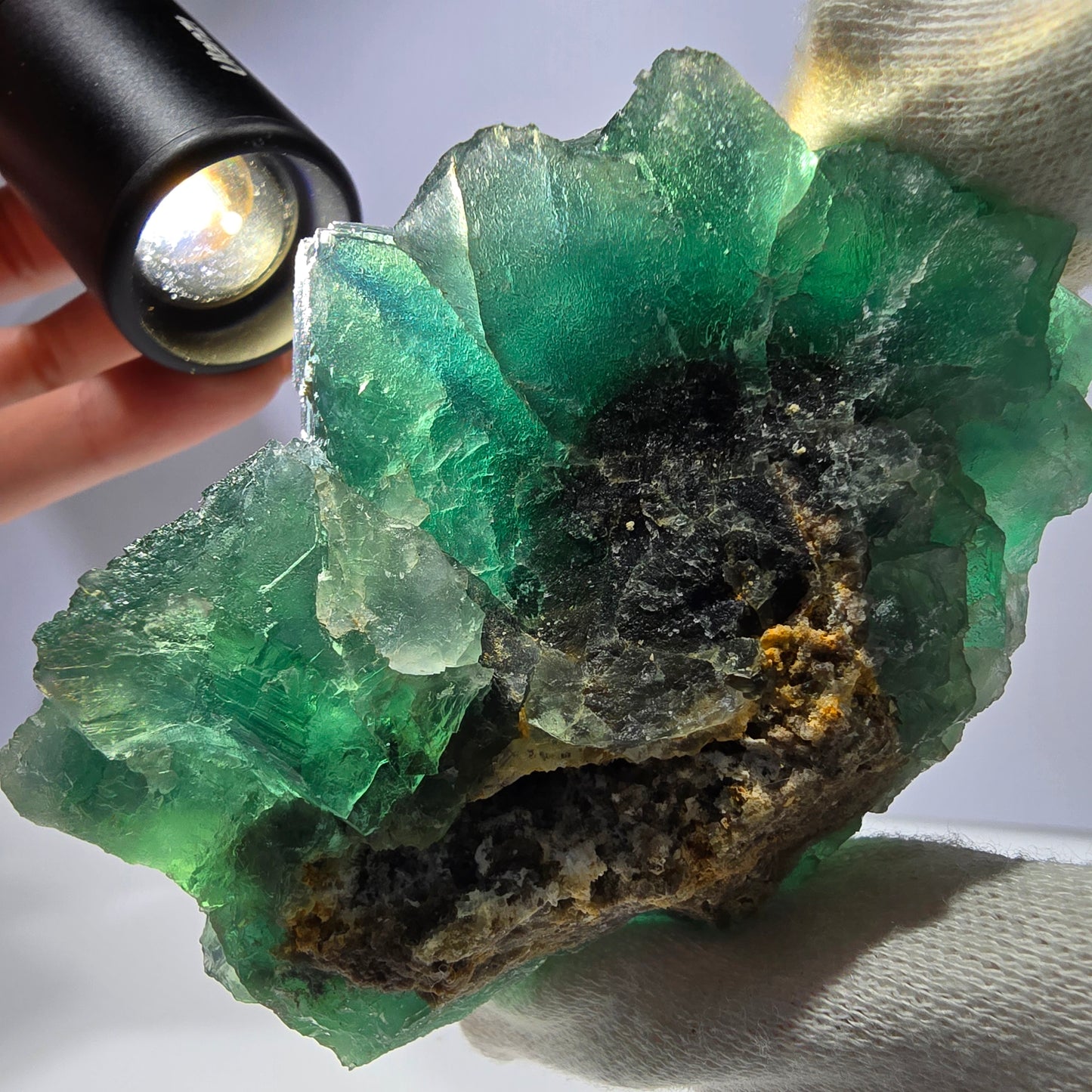 Große Phantom Fluorit Würfel Stufe parkettiert grün Okorusu Namibia 89*67*47mm