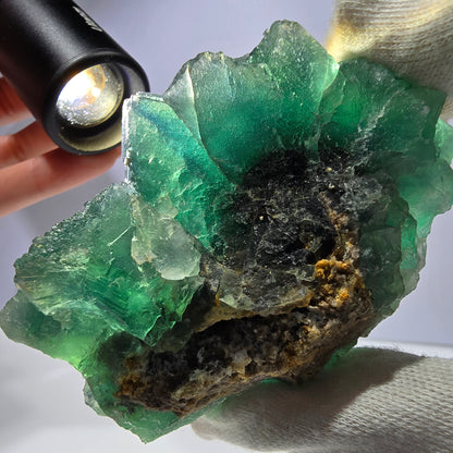 Große Phantom Fluorit Würfel Stufe parkettiert grün Okorusu Namibia 89*67*47mm