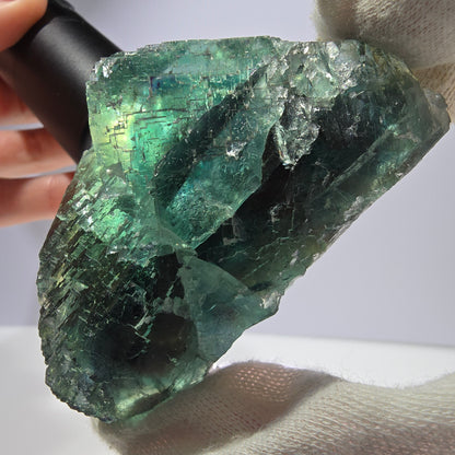 Rare spécimen de cube de fluorite fantôme, parqueté vert Okorusu, Namibie, 78 x 47 x 35 mm 