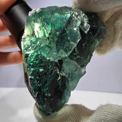 Rare spécimen de cube de fluorite fantôme, parqueté vert Okorusu, Namibie, 78 x 47 x 35 mm 